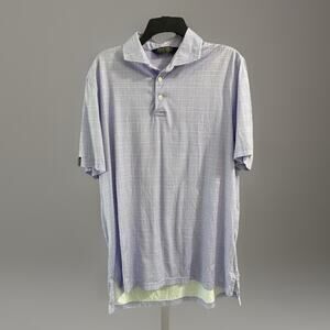 Polo Golf Ralph Lauren Men's Plaid Performance Polo Shirt Purple white Size Lg